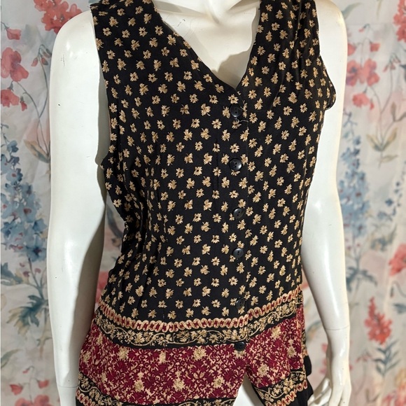 Vintage Byer California Black and Red Floral Tank Top - Picture 2 of 7